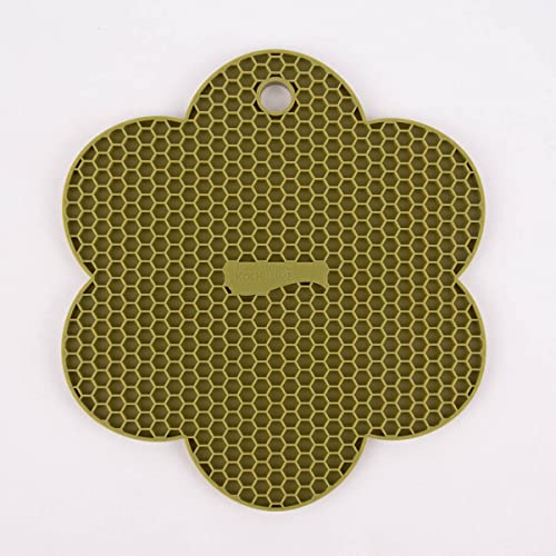 Kochblume Wabenuntersetzer Blume | Premium-Silikon & BPA frei| Hitzebeständig | Spülmaschinenfest | 19cm | Farbe: olive