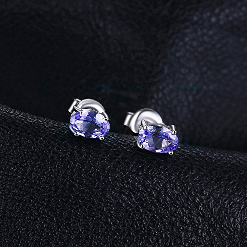 JewelryPalace Oval Cut 1ct Natural Blue Tanzanite Solitaire Stud Earrings for Women, 925 Sterling Silver 14k White Yellow Rose Gold Plated Earrings for Her, Fashion Gemstone Jewelry Gift for Girls3