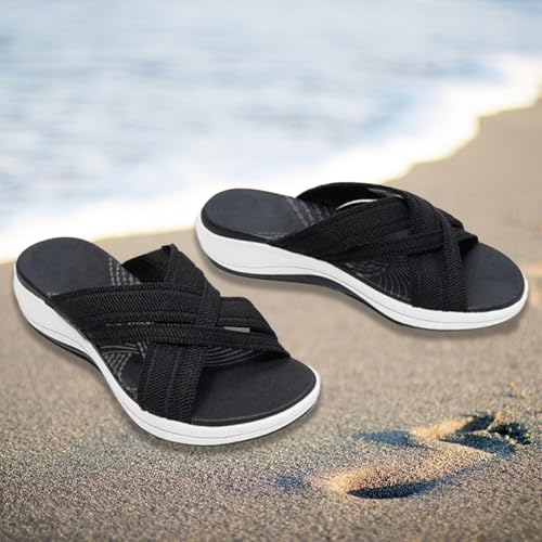 Womens Criss Cross Slippers Soft Cushion Comfortable Walking Sandals Wide Width Slip On Flats Indoor House Slippers Open Toe Orthotic Slides Comfort Wear Orthowear Shoes Lightweight Casual 2025 Dressy2