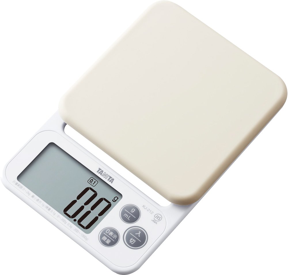 TANITAKJ-212 WH Cooking Scale, Kitchen Scale, Cooking with Silicone Cover, Digital, 4.4 lbs (2 kg), 0.04 oz (0.1 g), White, Washable Cover