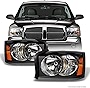 AKKON - For Dodge Dakota OE Replacement Black Bezel Headlights Driver/Passenger Head Lamps Pair New