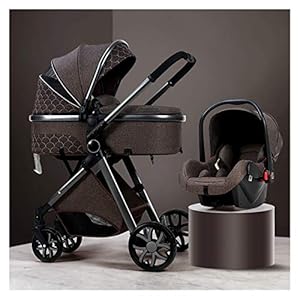 Stijlvolle Kinderwagen, Wandelwagen 3 in 1 kinderwagen Reisystemen met extra grote luifel/gemakkelijk één handvouw…