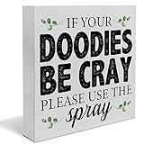 Funny Bathroom Wooden Box Sign Desk Decor, Rustic Please Use the Spray Bathroom Wood Block Sign Home Toilet Restroom Tabletop Shelf Desk Decoration, 5 X 5 Inches