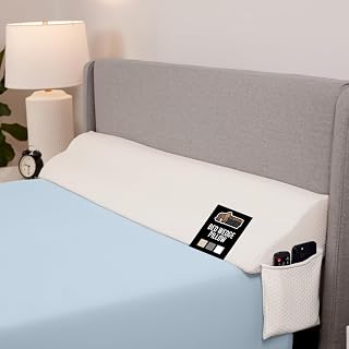 Gorilla Grip Patented Bed Wedge Pillow for Headboard Gap - Fills 6in Mattress Gaps, High-Density Foam, Grip Dots, Full Size White