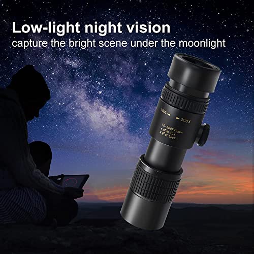 10-300X40Mm Hd Monocular Telescope With 4K Optics, Night Vision, Smartphone Compatibility, And Bak4 Prism For Bird Watching, Hunting, And Outdoor Adventures #TOP4