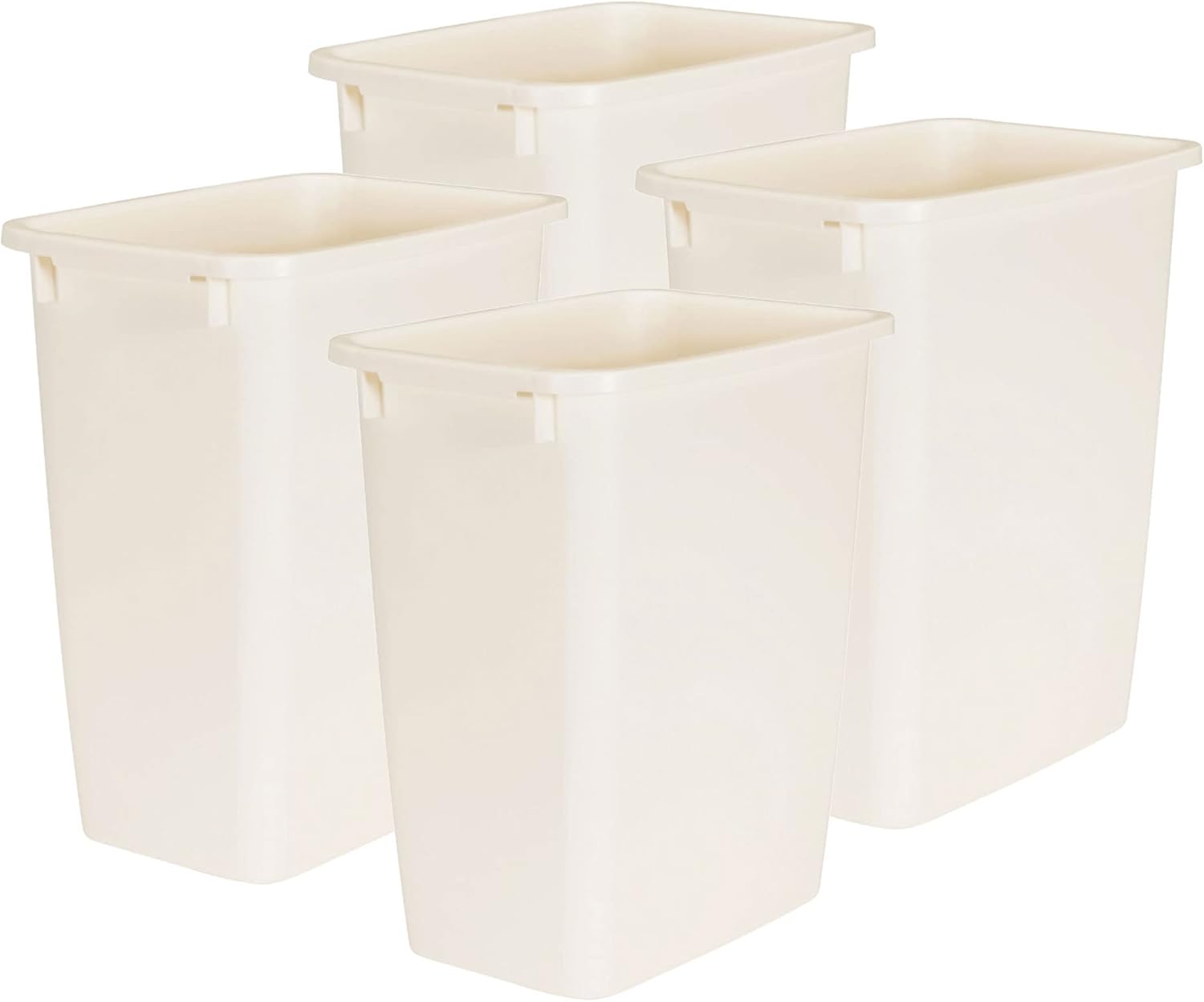Rubbermaid 21 Quart Traditional Rectangular Plastic Open Wastebasket Trash Can for Kitchen, Bathroom, and Home Office, Bisque (2 Pack)
