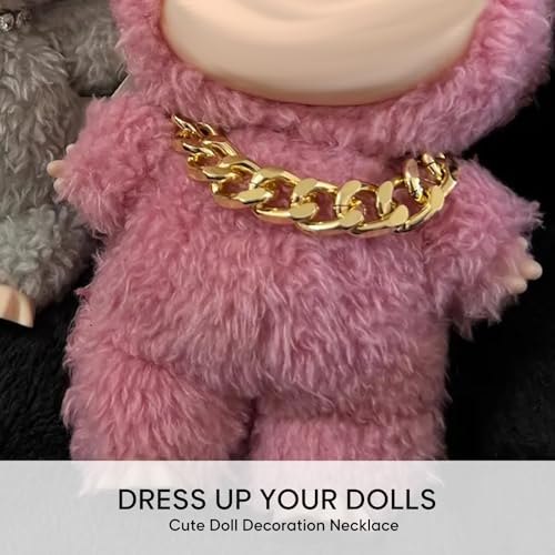 sunla Doll Necklace Charm Accessories for 17cm Dolls, Cute Decoration mini Chain Necklace Compatible with La Boo Boo- Gold Chain3