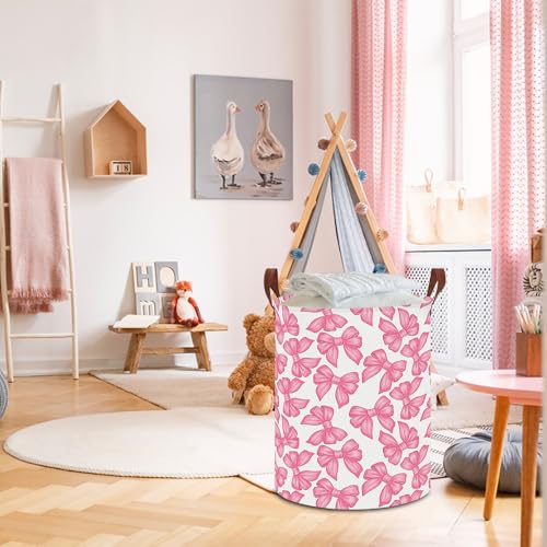 Image of NTAOHAMPER Laundry Hamper,Laundry Basket,Baby Nursery Hamper,Waterproof Storage Bin,Clothes Organizer Basket,Room Decor(Big Bowknot)