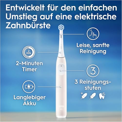 Oral-B iO Series 2 Elektrische Zahnbürste Rosa PLUS Original Oral-B iO Sanfte Reinigung Aufsteckbürste Weiß 3x – Bild 6