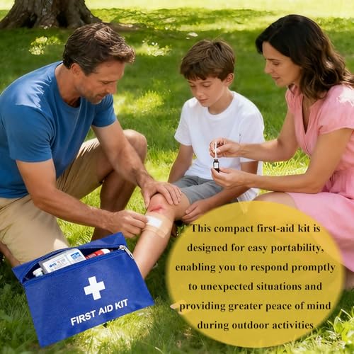 Image of First Aid Bags Empty,Mini First Aid Pouch Empty,Mini First Aid Kit Bulk,Zipper Pouches for Emergency,Travel and Outdoor (Blue 12 Pack, 5.5 * 7.8 inch)