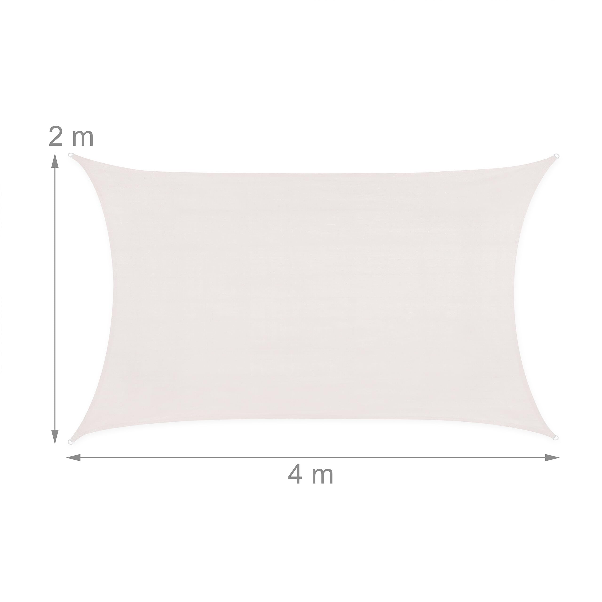 Relaxdays Tenda a Vela Parasole, in Tessuto HDPE Anti-UV, Corde di Supporto, Ombra Balcone e Giardino, 2x4 m, Bianco