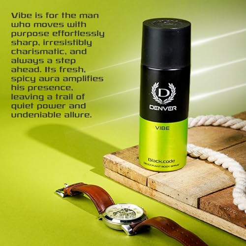 Image of Denver Black.Code Vibe Deodorant For Men -150 ML | Long Lasting Deodorant