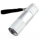9 LED White Light Lighting Flashlight Mini Aluminium Alloy Torch Backpack Pocket Torch for Outdoor Travel, Use AAA Batteries (Silver,White Light(Batteries Not Included))