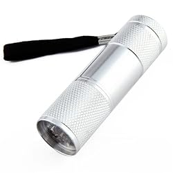 9 LED White Light Lighting Flashlight Mini Aluminium Alloy Torch Backpack Pocket Torch for Outdoor Travel, Use AAA Batteries (Silver,White Light(Batteries Not Included))