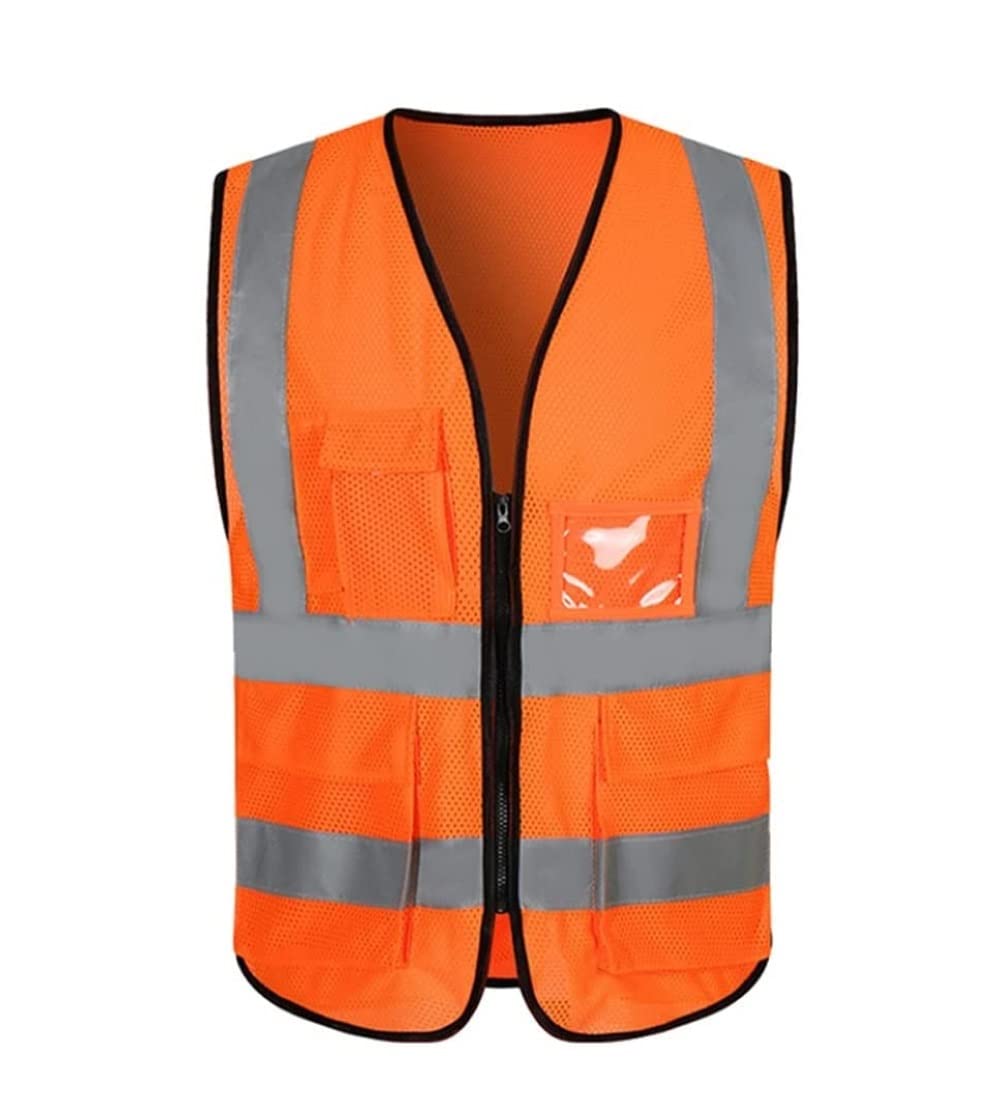 Chaleco reflectante de alta visibilidad Chaleco de trabajo transpirable de malla de alta visibilidad Chalecos reflectantes con bolsillos y cremallera Chaqueta reflectante de seguridad (Azul: Nara