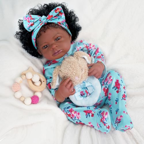 Brastoy Bebê Reborn Boneca de Silicone Menina Negra Original 55cm (Menina Negra 55cm)