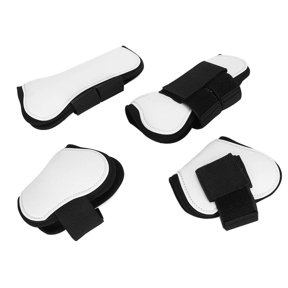 Cryfokt Protezione per Le Gambe del Cavallo 4 Pezzi Guscio in PU Bianco Protezione di Alta qualità per Attrezzatura da Salto 11,8x25,6 Cm Anteriore e 12,5x12,1 Cm Posteriore