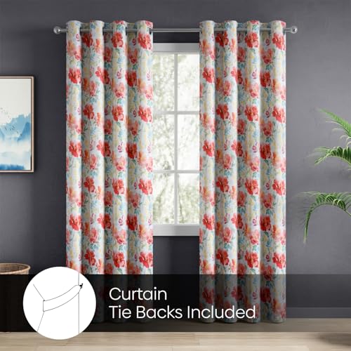Image of haus & kinder Blackout Door Curtains 7 Feet Long Pack of 2 Door Curtains, 7 Feet Curtains for Door, 100% Room Darkening (Bloom Symphony, 114x213 CM)