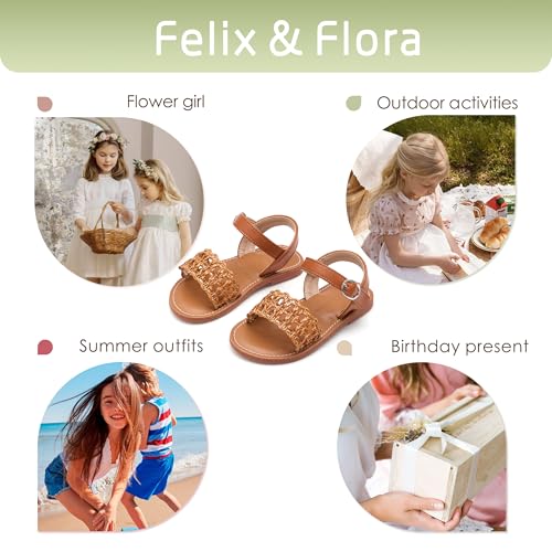 Image of Felix & Flora Toddler Girl Sandals - Little Girl Easter Dress Shoes Lightweight Open Toe Beach Holiday Flats