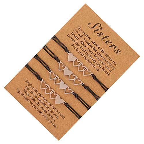 Happyyami 4 peças de pulseiras da distância da amizade femininas e meninas, pulseira de coração de a