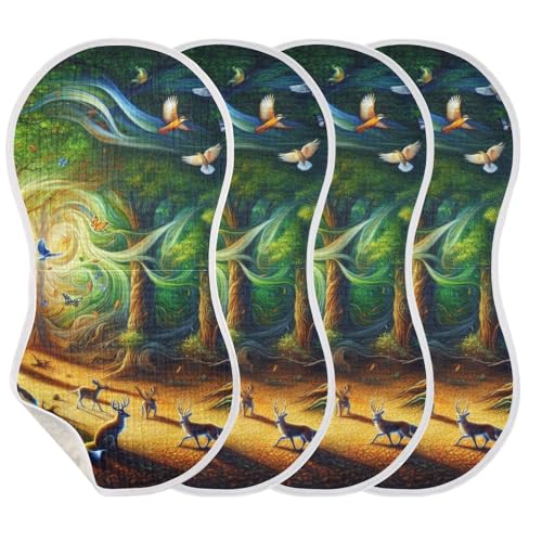 1 Pack Animals in The Forest Muslin Burp Cloths Cotton Absorbent Baby Burping Rags for Boys Girls Soft Newborn Burp Bibs, 22 x 11 Inch3