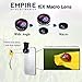 Empire of Electronics Phone Camera Lens Kit for iPhone, Samsung & Cell Phones | 3 in 1 Fisheye Lens, Wide Angle Lens and Macro Lens Attachment | Travel Size plus Accessories