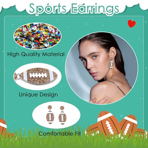 Cute Football Earrings for Women Dangle Earrings Sporty Jewelry Gifts for Game Day Tailgating Football Themed Party Everyday Wear3