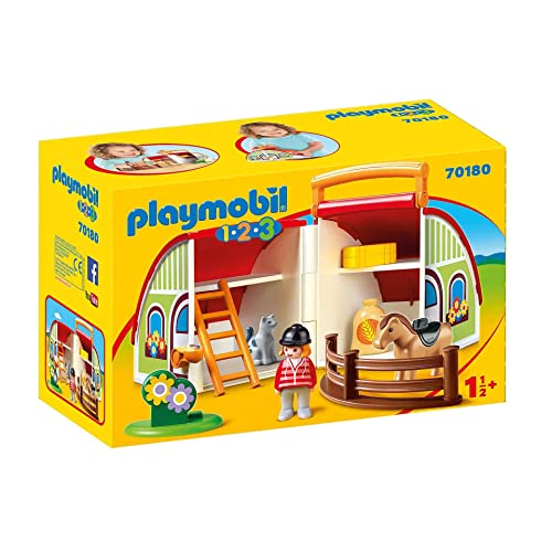 PLAYMOBIL 1.2.3 70180 Mein Mitnehm-Reiterhof mit Zaun, mit Tragegriff...