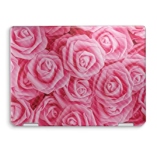 Image of MightySkins Carbon Fiber Skin Compatible with HP Spectre x360 14 inch (2022) Full Wrap Kit - Super Pink Roses | Protective, Durable Textured Carbon Fiber Finish | Easy to Apply | Made in The USA
