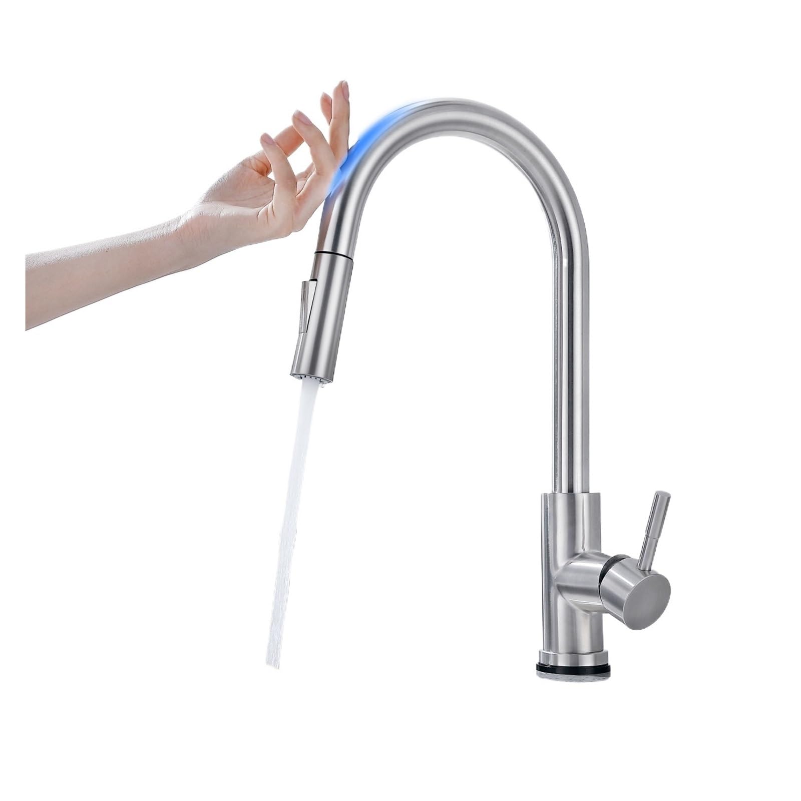 Grifo de cocina con sensor táctil inteligente y función extraíble fluida