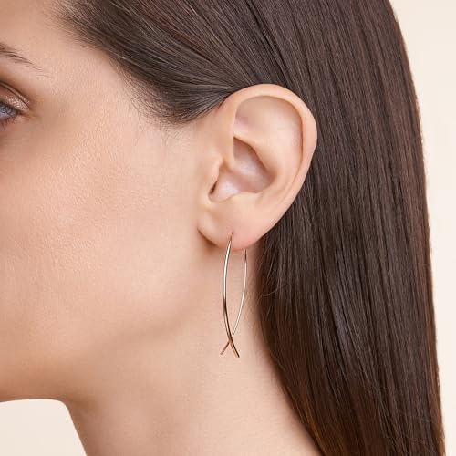 Image of Amazon Collection 14k Rose Gold Plated Sterling Silver Hard Wire Threader Earrings