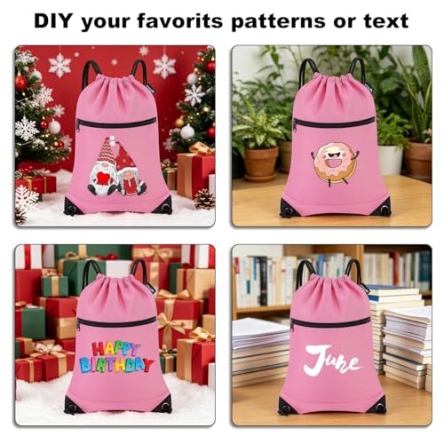 Image of HOLYLUCK Drawstring Bags Backpack Sackpack Cinch Bags for Sports, Gym, Travel, Beach (Pink)