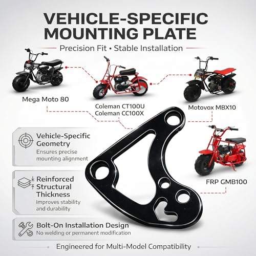 Image of JMCHstore Mini Bike to ATV Hydraulic Brake Caliper Bracket kit for Motovox MBX10 Monster Mega Moto MM80 80cc For FRP GMB100 98cc, For Coleman CT100U CC100X; Heavy-Duty Steel Bolt-On Conversion Plate