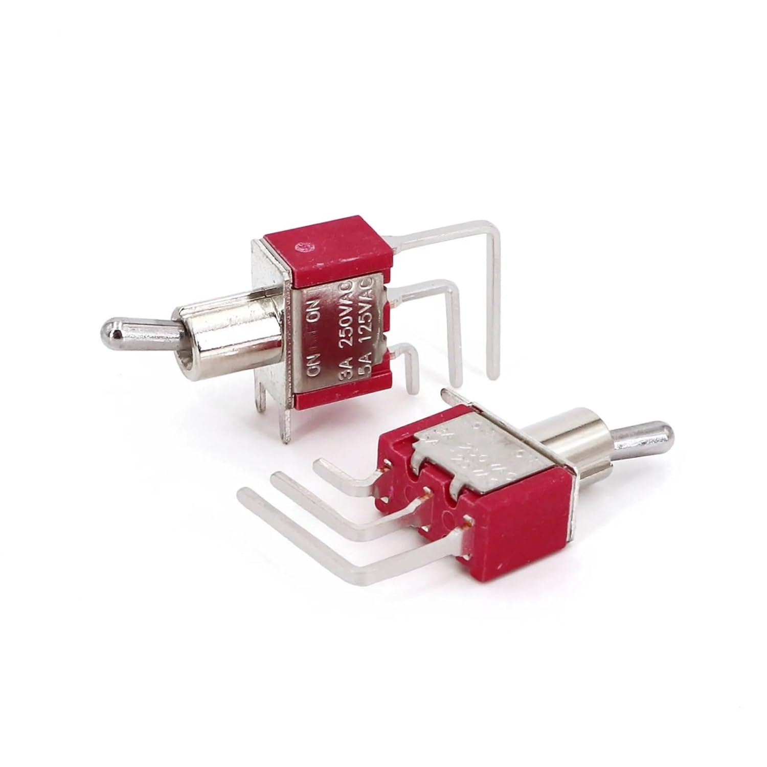 5Pcs T80-T Series Vertical Right Angle 3-Pin SPDT PCB Mount Toggle Switch(T8019L ON-ON)