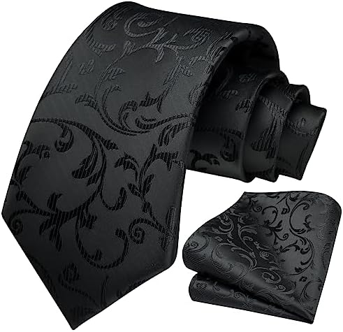 HISDERN Floral Paisley Wedding Tie Handkerchief Men's Necktie & Pocket Square Set