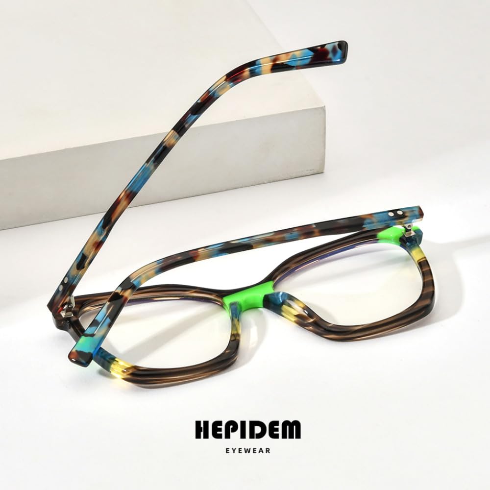 Trendiges mehrfarbiges Acetat-Brillengestell für Damen, Cat-Eye-Brille, Cateye-Brille, gestreift, braun, Einheitsgröße