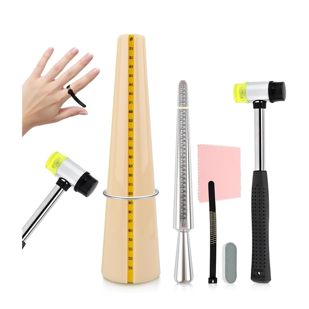 UDSKNV[KSL for Jewelry Ring-Sizer Tools Set Including Ring-Mandrel Sizer, Adjust Ring-Sizer Guage Gauge for Jewelry Maker DIY Projects