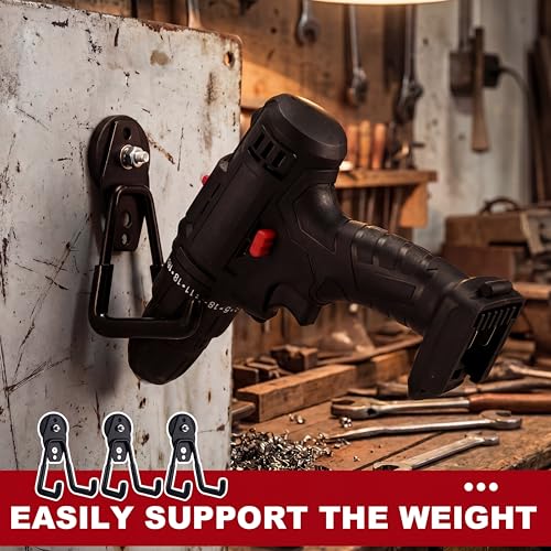 Image of Landhoow 34 Pcs Large Magnetic Hooks Heavy Duty Garage Magnet Hooks Strong Storage Utility Magnetic Hangers with Anti Slip Rubber Coating for Indoor and Outdoor Hanging (Black)