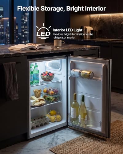 Image of Upstreman 2.5 Cu.Ft All-Refrigerator Mini Fridge, Single Door Small Refrigerator, Dorm Fridge with 7 Adjustable Thermostat, Compact Refrigerator for Office, Bedroom or Dorm, Gray-CR26