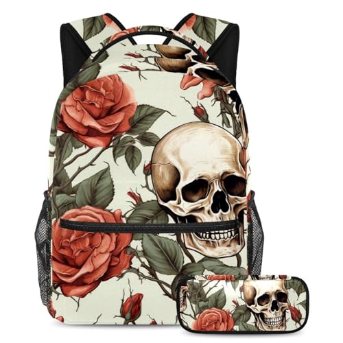 Sac à dos rose et crâne 2 pièces pour ranger facilement toutes les affaires scolaires