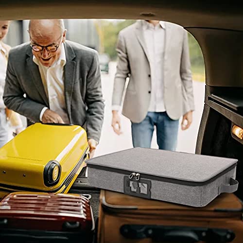 Kgmcare Platter Storage Case, China Storage Containers, Hard Shell And Stackable, 17'' X 13 Inchs'' With Waterproof Inside - 4 Felt Dividers Included (Gray) #TOP6