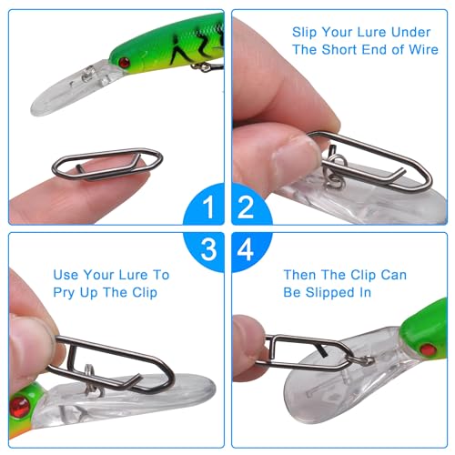 VATEICO Fishing Power Speed Clips,Stainless Steel Fishing Swivels Fishing Lure Quick Change Snap Freshwater Saltwater Crankbait Popper Lure Quick Snaps Connector Fishing Tackle (Clips - Medium 50pcs)