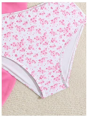 Image of Milumia Girl's 3 Piece Bikni Set Ditsy Floral Halter Swimsuit with Cover Up Skirts