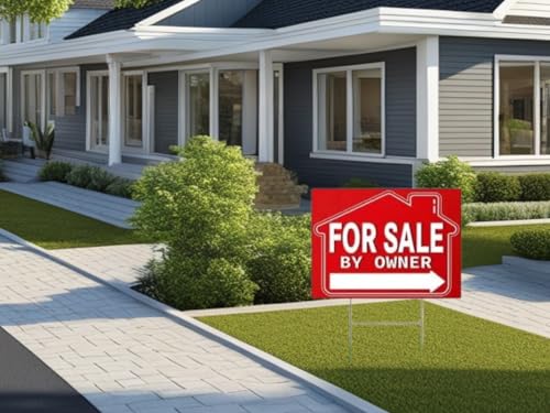 5 Pack 8\"x12\" For Sale By Owner Yard Sign - Yard Signs with Metal H Stakes - Perfect for Home Owners Real Estate Directional Arrows Signs - House For Sale Signs for Real Estate Agent Realtor Supplies