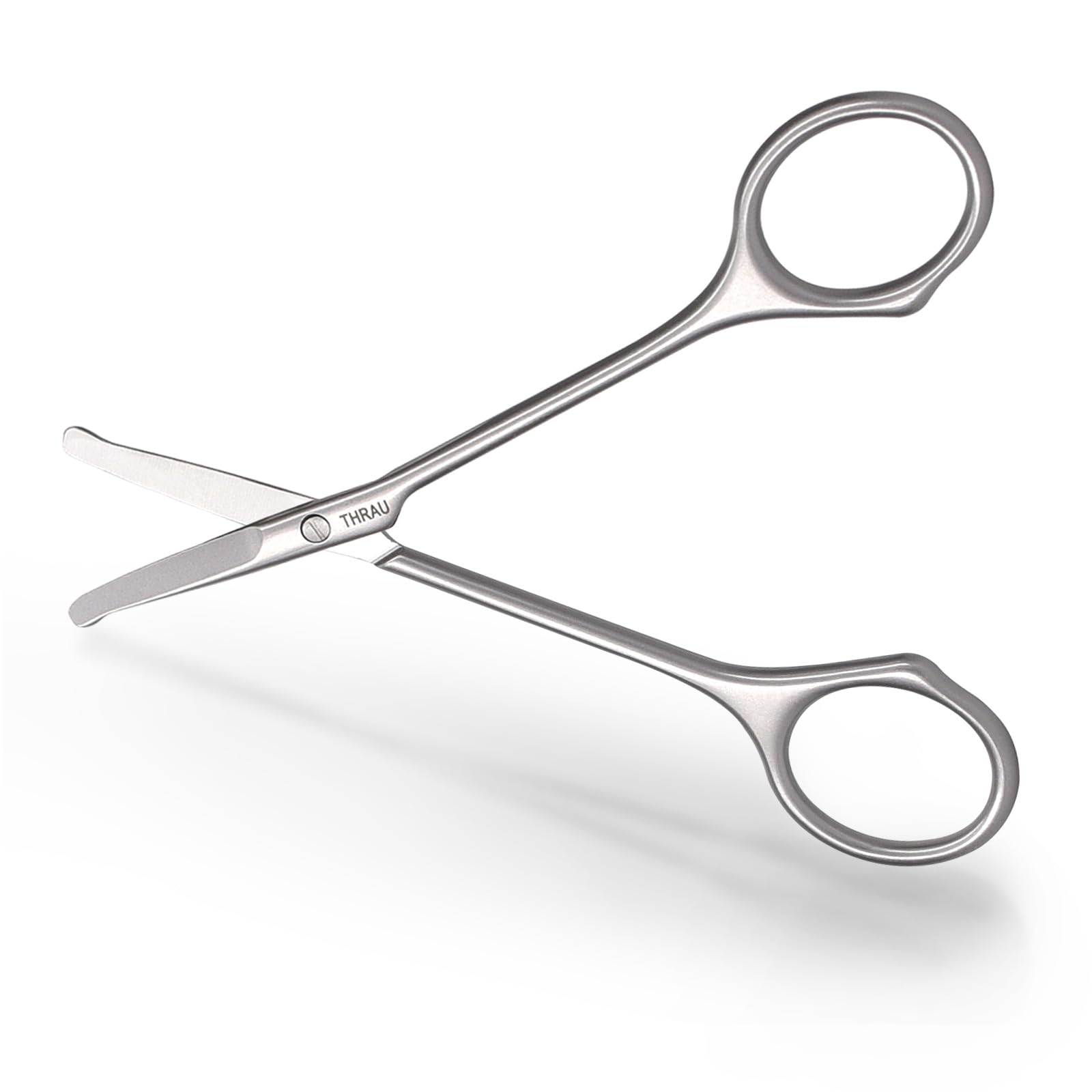 THRAU Round Tip Safety Nose Hair Scissors Stainless Steel 4.1in