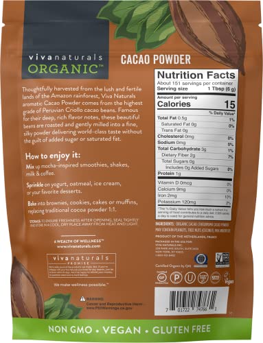 Organic Cacao Powder, 2Lb - Unsweetened Cocoa Powder With Rich Dark Chocolate Flavor, Perfect For Baking & Smoothies, Non-Gmo, Certified Vegan & Gluten-Free, 907 G #TOP6