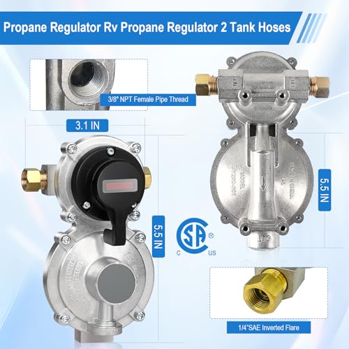 image for PYXGLAQ Rv Propane Regulator 2 Tank Hose, Propane Regulator 2-Stage Au