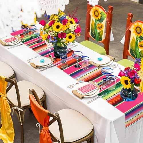 Chemin de table mexicain longue nappe en coton lavable pour fête et buffet