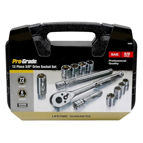 Image of Pro-Grade 12-Piece 3 /8-Inch Drive SAE Mechanics Tool Set, 19305
