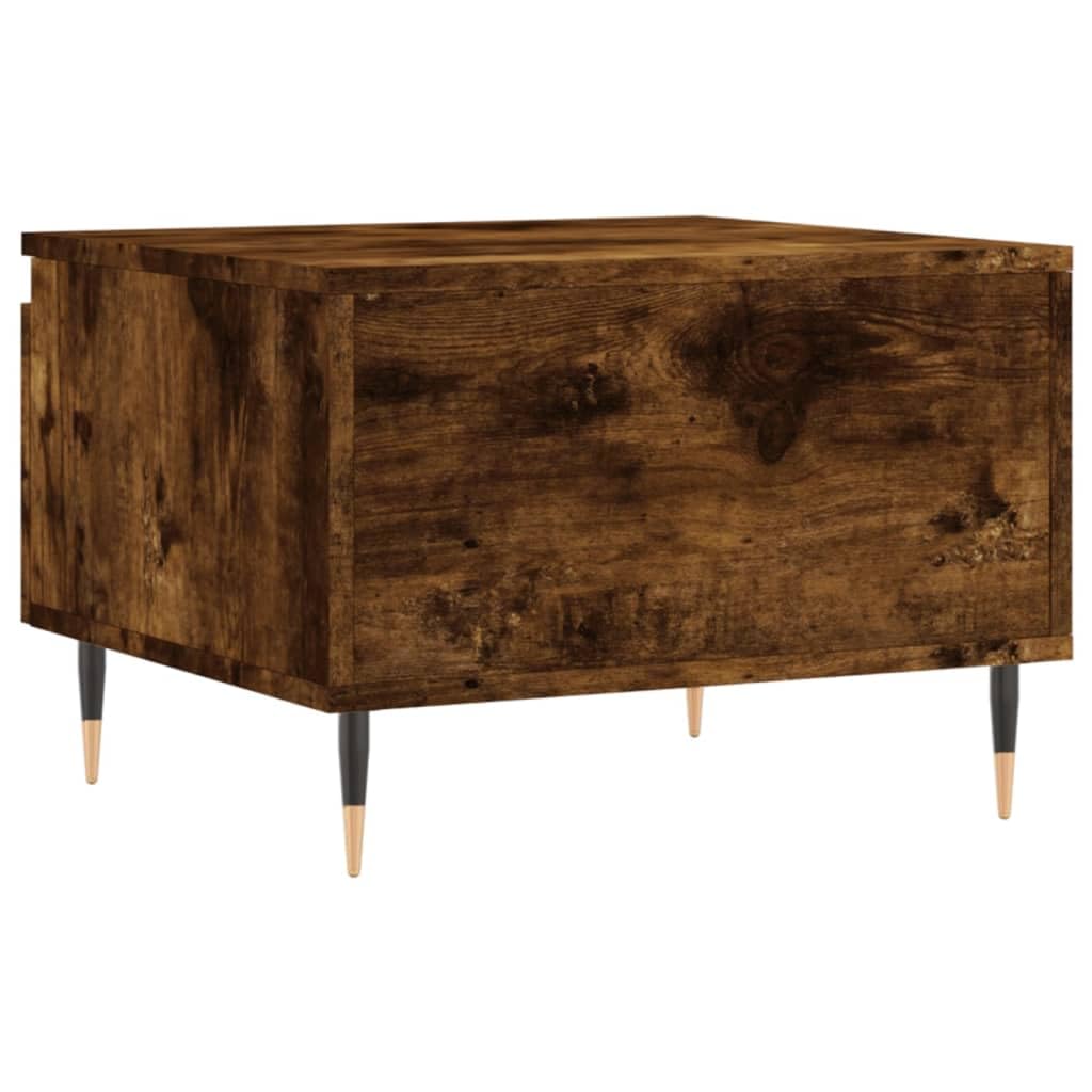 Hothingwell Stolik kawowy 2 szt. Drewno inżynieryjne Dąb wędzony 50x46x35 cm | Z szufladą do przechowywania, metalowe nóżki, wytrzymała góra, łatwa do czyszczenia